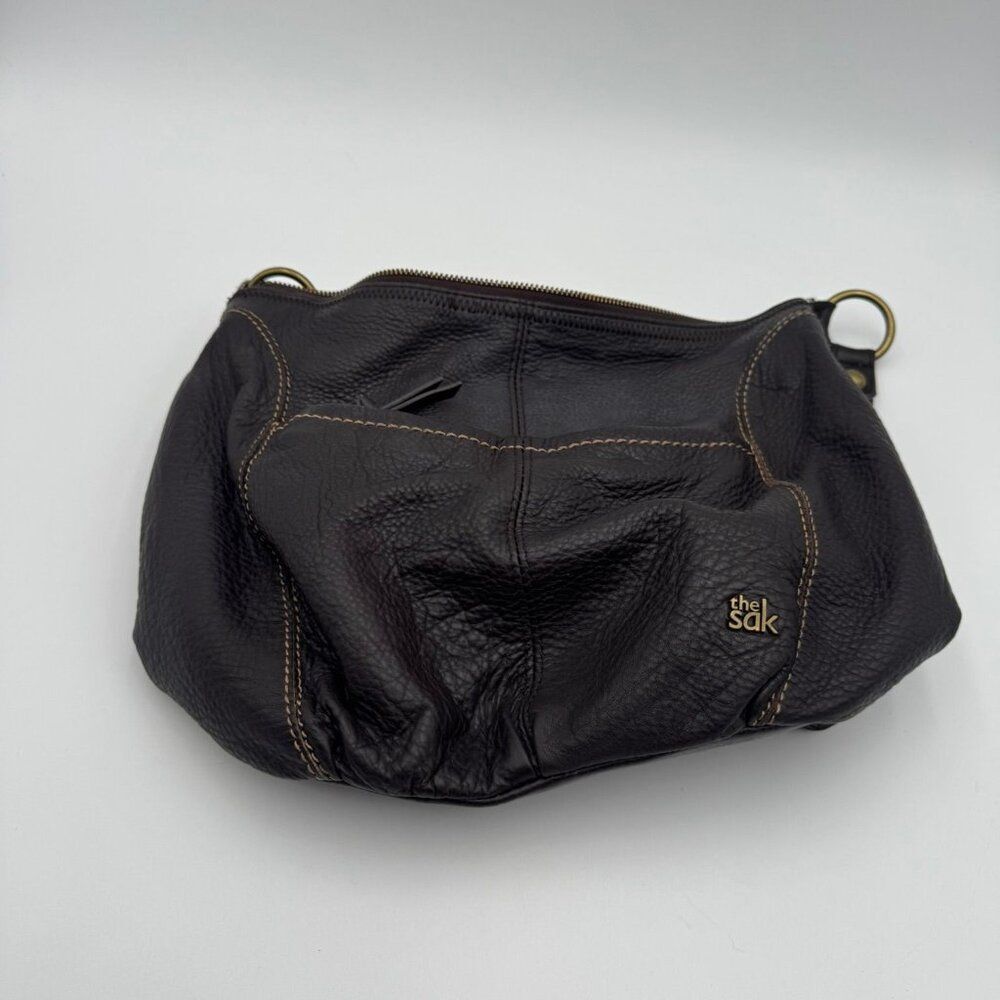 The Sak Hobo Bag Womens Brown Pebbled Leather Shoulder Purse Zip